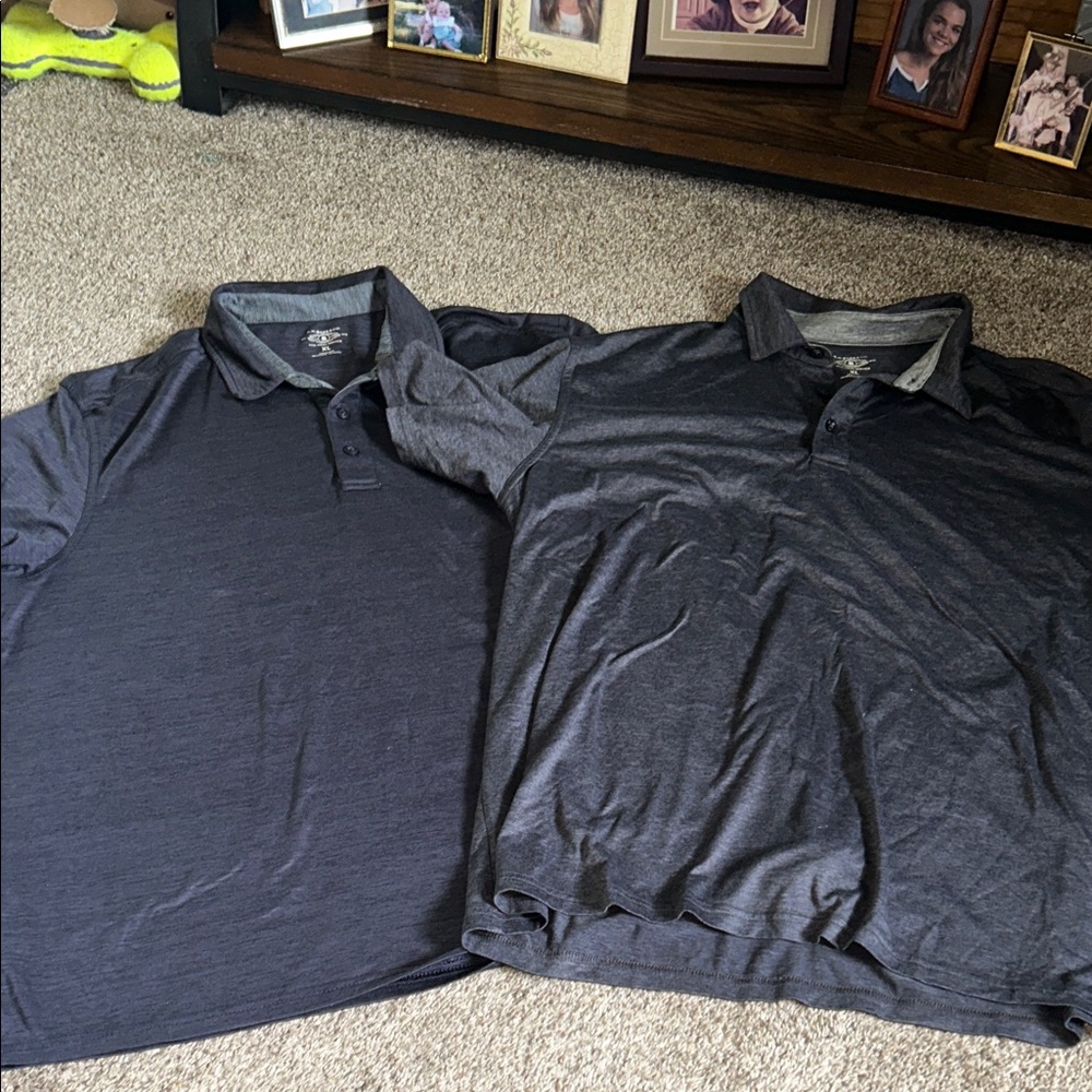 Two Men's gray polos G. H. Bass & Co. two different shades of gray size XL used